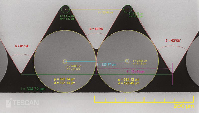 Glass Optical fiber in matrix with measurement