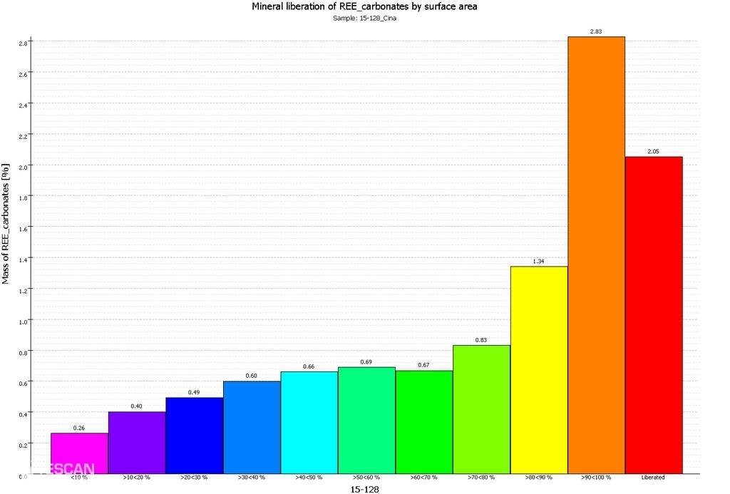 REE carbonates group liberation degree
