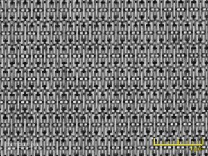 14 nm technology node Intel processor. A top view of the transistor contact layer after delayering by GIS-assisted Xe Plasma FIB etching, image obtained at an electron accelerating voltage of 500 V with the In-Beam detector